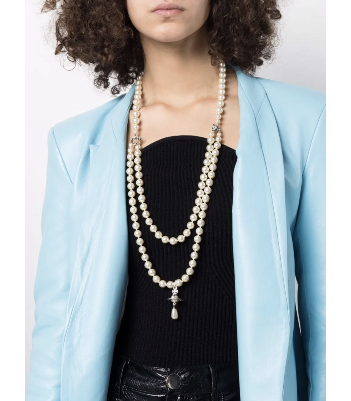 THREE ROW PEARL DROP CHOKER PLATINUM PEARL MULTI