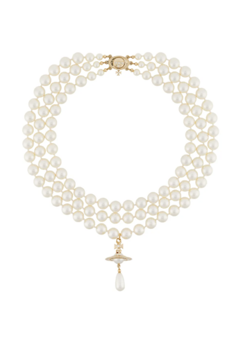 VIVIENNE WESTWOOD three row pearl drop choker gold
