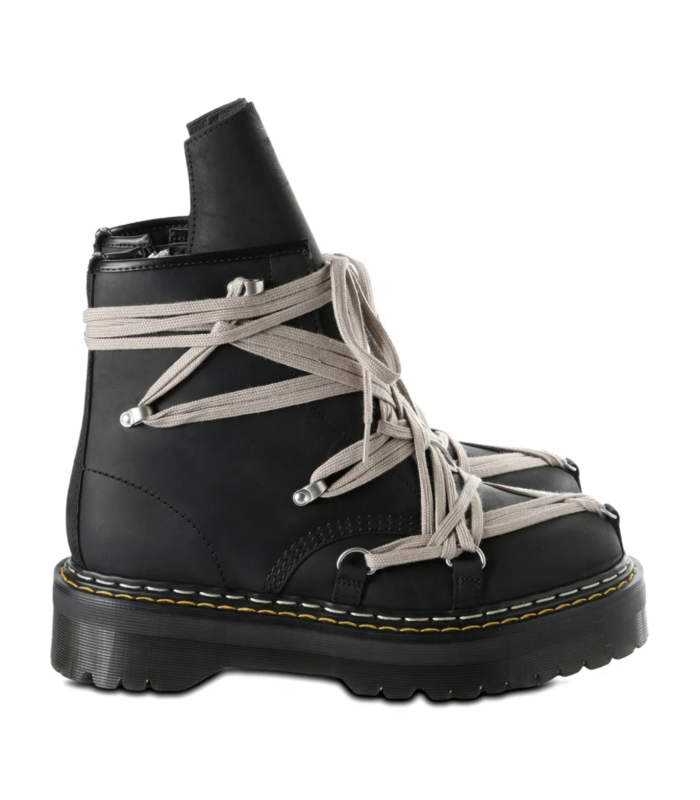 X DR. MARTENS LEATHER BOOTS 1460 QUAD SOLE MEGALACE BLACK