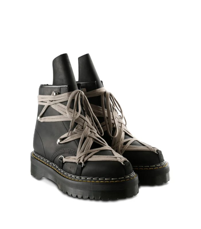 X DR. MARTENS LEATHER BOOTS 1460 QUAD SOLE MEGALACE BLACK