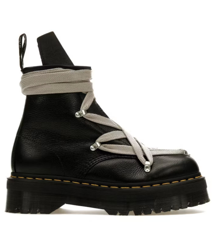 X DR. MARTENS LEATHER BOOTS 1460 QUAD SOLE MEGALACE BLACK