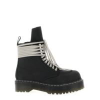 X DR. MARTENS LEATHER BOOTS QUAD SOLE STEEL TOE BOOT BLACK