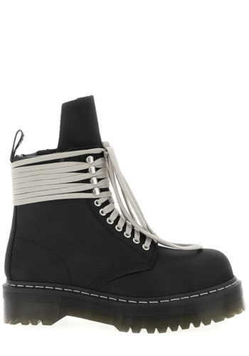 RICK OWENS DRKSHDW x dr. martens leather boots quad sole steel toe boot black