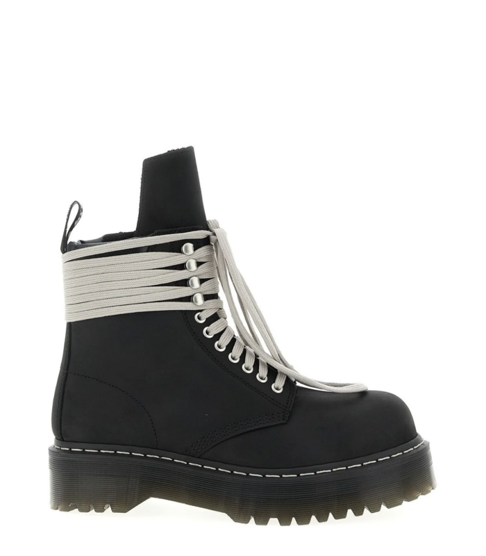 X DR. MARTENS LEATHER BOOTS QUAD SOLE STEEL TOE BOOT BLACK