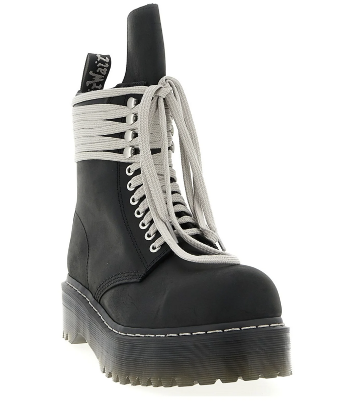 X DR. MARTENS LEATHER BOOTS QUAD SOLE STEEL TOE BOOT BLACK