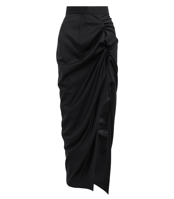 LONG SIDE PANTHER SKIRT BLACK