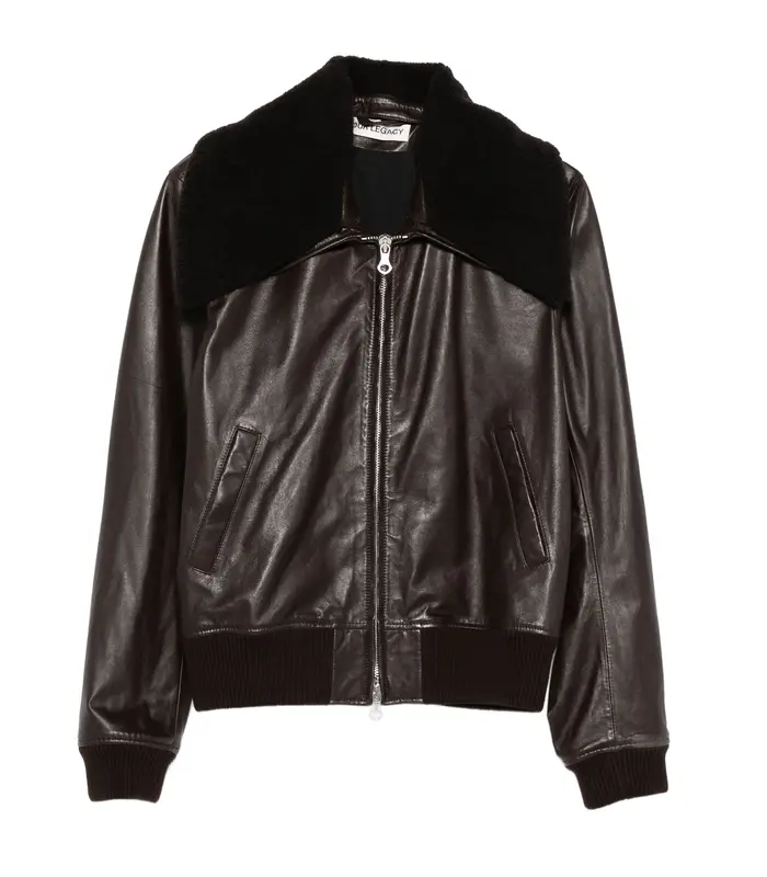 PHAROS BOMBER UMBER BROWN FLUID CALFSKIN