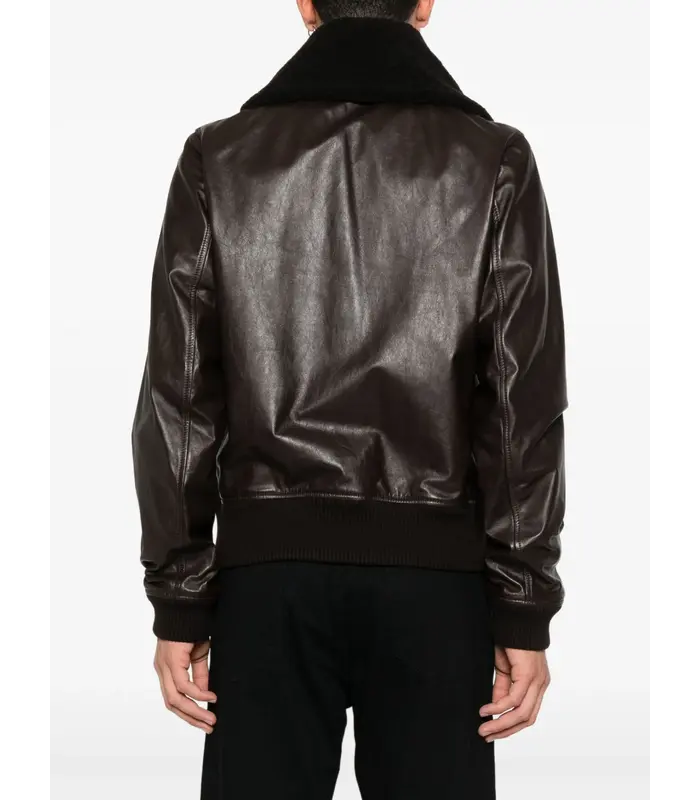 PHAROS BOMBER UMBER BROWN FLUID CALFSKIN