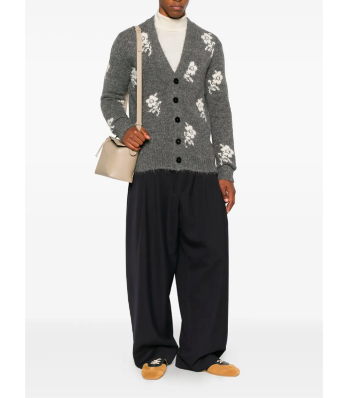 LONG SLEEVE V NECK CARDIGAN GREY