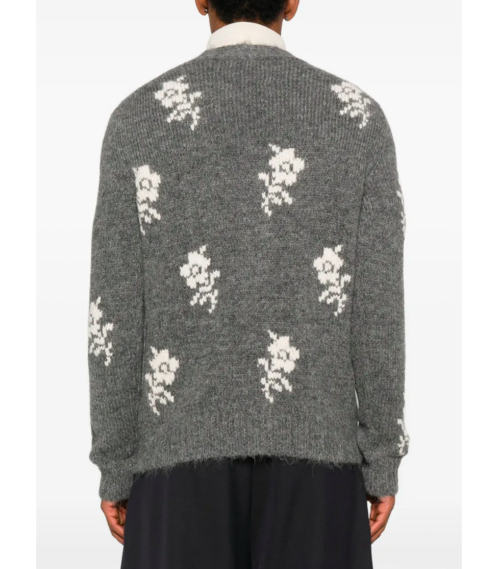 LONG SLEEVE V NECK CARDIGAN GREY