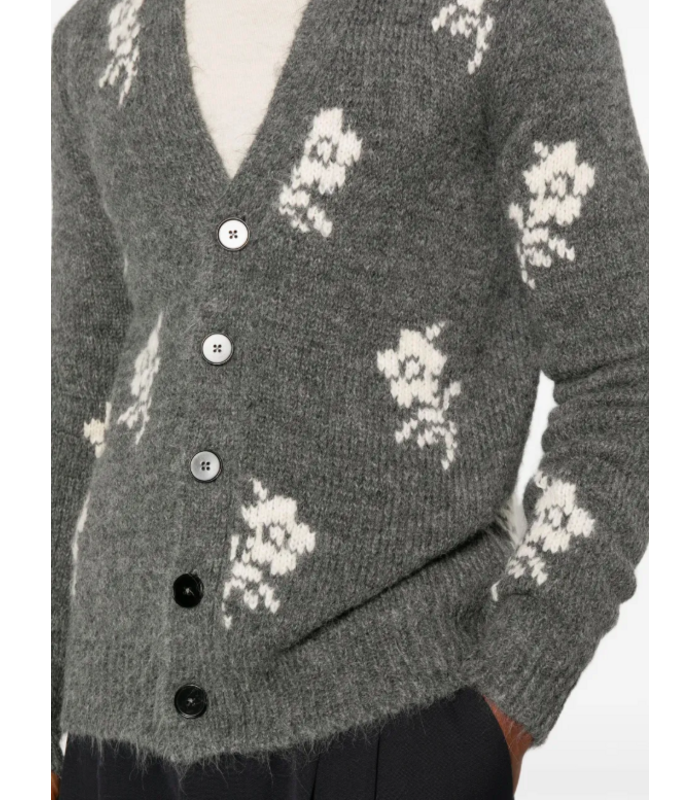 LONG SLEEVE V NECK CARDIGAN GREY