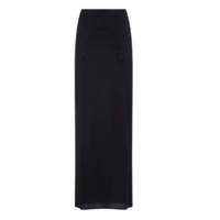 VISCOSE JERSEY LONG SKIRT WITH LINGERIE GARTER DARK NAVY