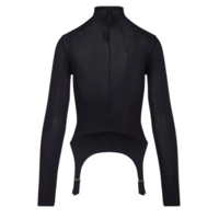 VISCOSE JERSEY LONG SLEEVES HIGH NECK TOP WITH LINGERIE GARTER DARK NAVY