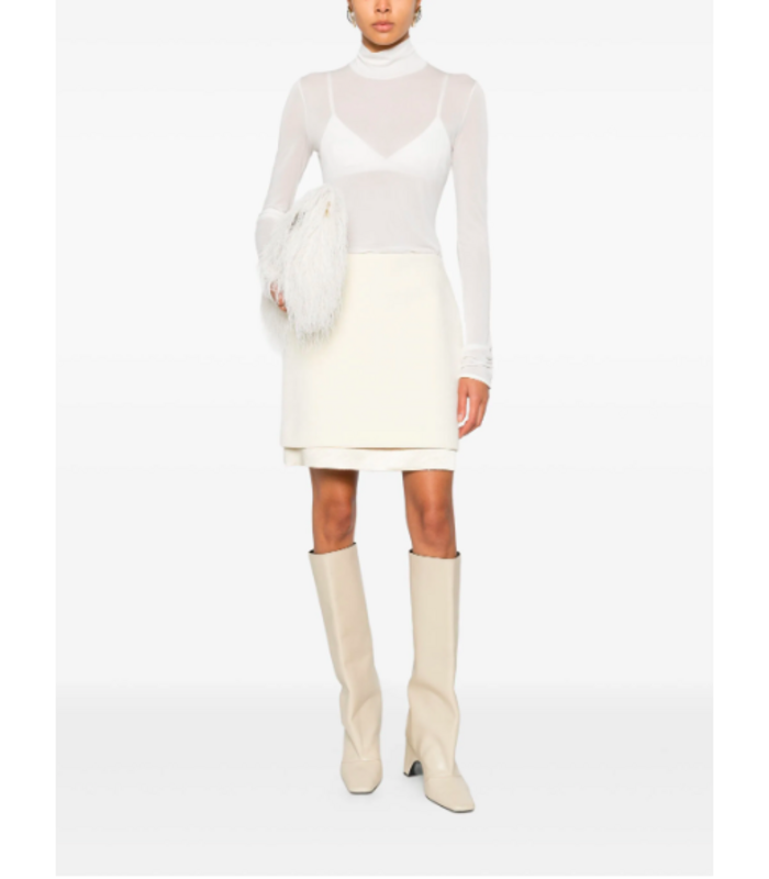 JIL SANDER TOP HIGH NECK LONG SLEEVE WHITE