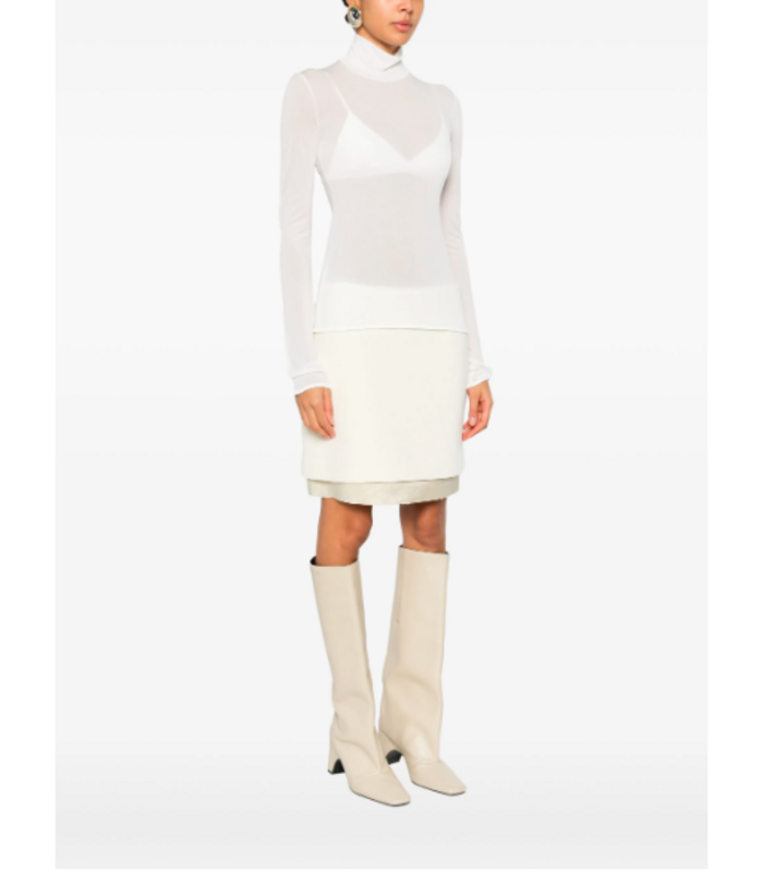 JIL SANDER TOP HIGH NECK LONG SLEEVE WHITE