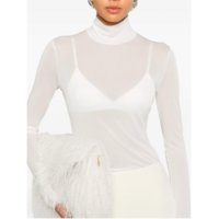JIL SANDER TOP HIGH NECK LONG SLEEVE WHITE