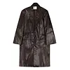 ENTIRE STUDIOS SINGLE BREASTED LEATHER COAT DARK BROWN