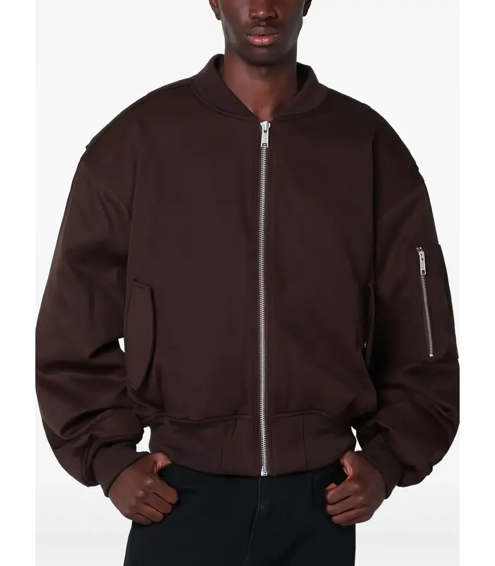 CROPPED BROAD BOMBER SUITING DARK BROWN