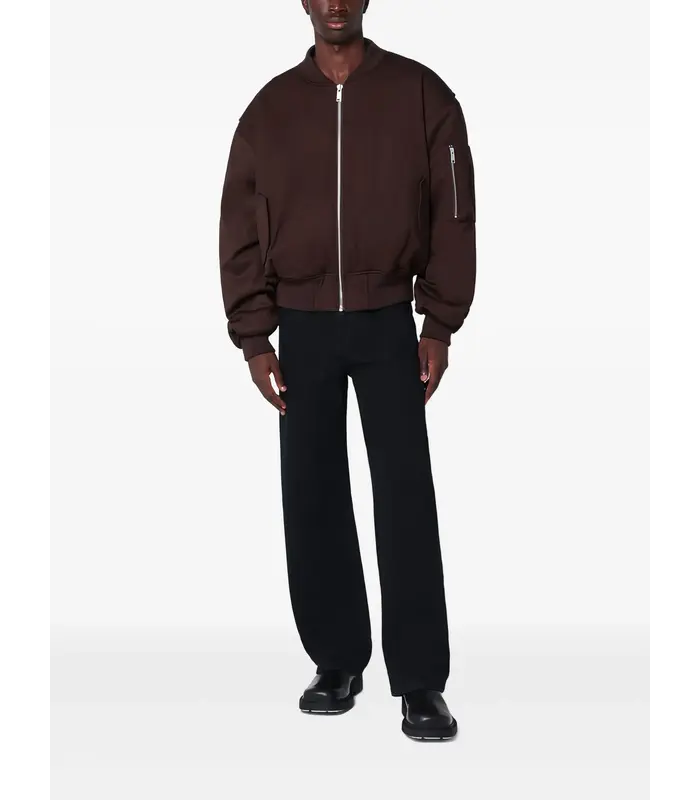 CROPPED BROAD BOMBER SUITING DARK BROWN