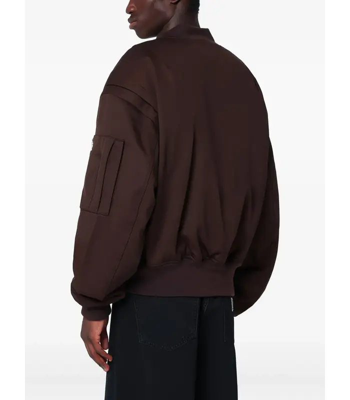 CROPPED BROAD BOMBER SUITING DARK BROWN