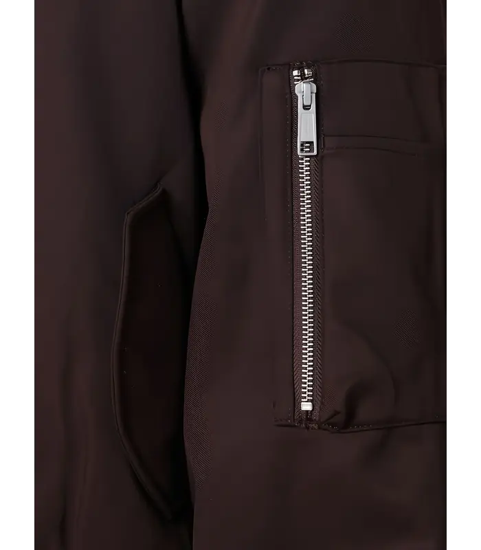 CROPPED BROAD BOMBER SUITING DARK BROWN