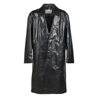 SINGLE BREASTED LEATHER COAT BLACK LEATHER