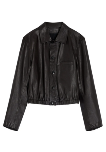 LEMAIRE soft leather blouson black cherry