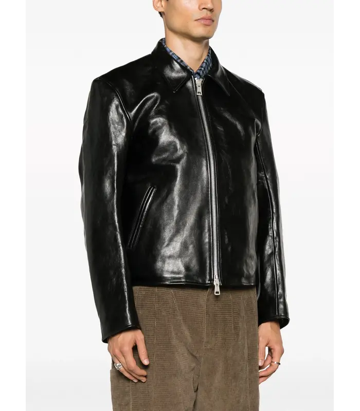 MINI JACKET TOP DYED BLACK LEATHER