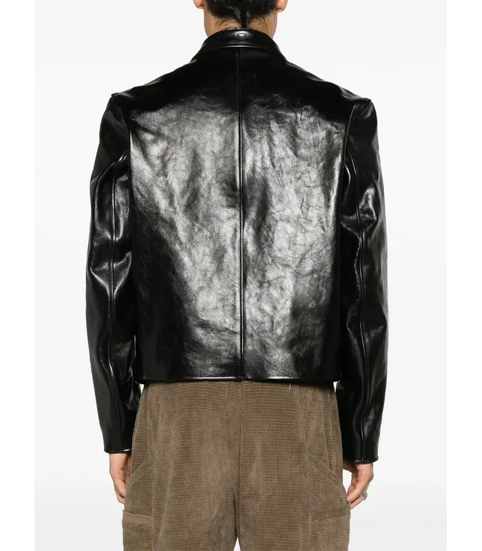 MINI JACKET TOP DYED BLACK LEATHER