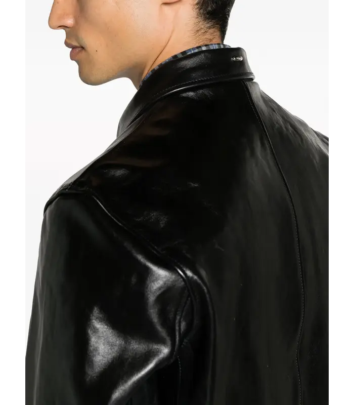 MINI JACKET TOP DYED BLACK LEATHER