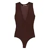 ENTIRE STUDIOS DEEP V NECK BODYSUIT CHOCOLATE