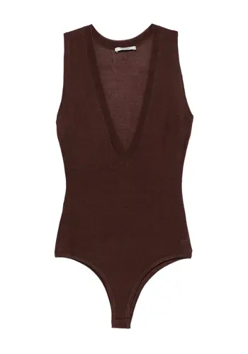 ENTIRE STUDIOS deep v neck bodysuit chocolate