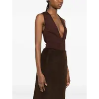 DEEP V NECK BODYSUIT CHOCOLATE