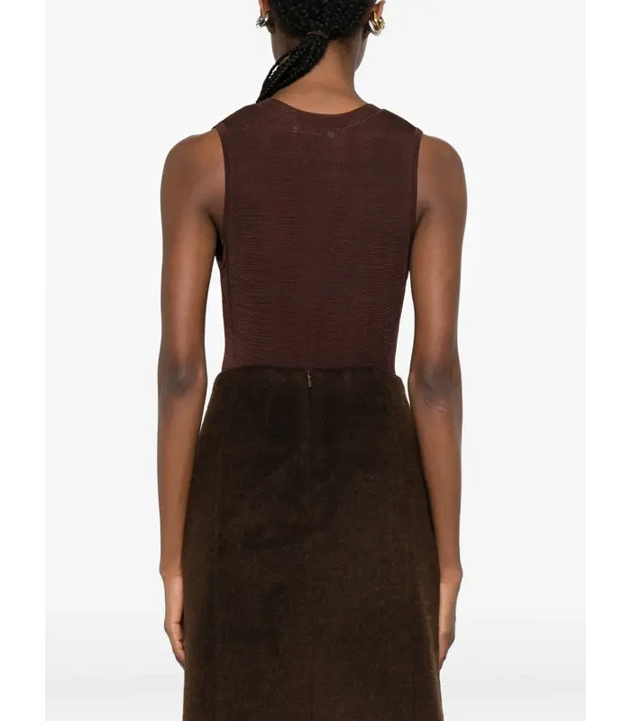 DEEP V NECK BODYSUIT CHOCOLATE