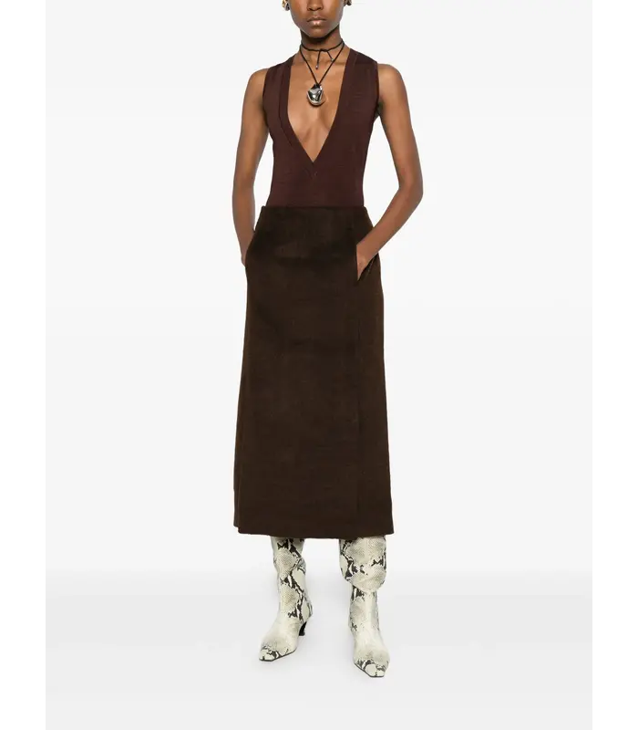 TAILORED MIDI SKIRT BROWN