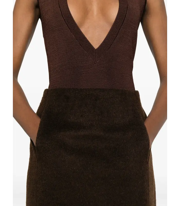 TAILORED MIDI SKIRT BROWN