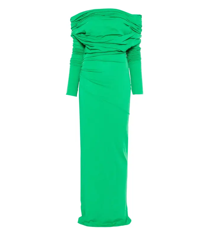 BOUND MIDI DRESS WOOL BOTTLE GREEN