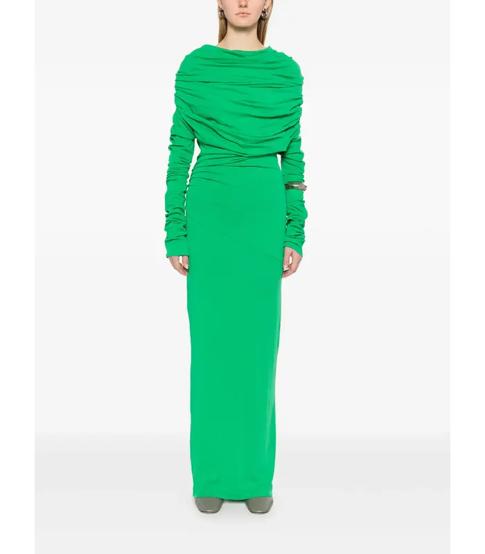BOUND MIDI DRESS WOOL BOTTLE GREEN