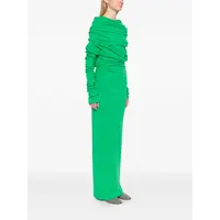 BOUND MIDI DRESS WOOL BOTTLE GREEN