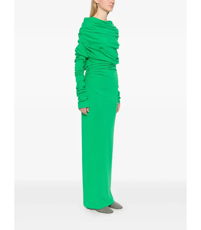 BOUND MIDI DRESS WOOL BOTTLE GREEN