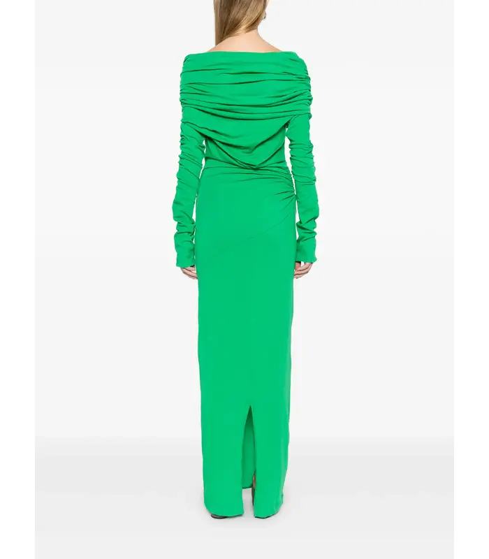 BOUND MIDI DRESS WOOL BOTTLE GREEN