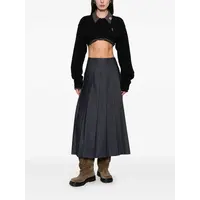 CROPPED LAYERED KNIT PULLOVER BLACK