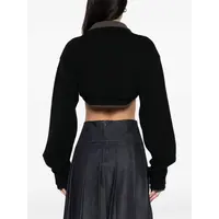 CROPPED LAYERED KNIT PULLOVER BLACK