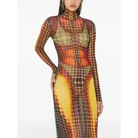 RE-EDITION LONG DRESS HIGH NECK WITH LONG SLEEVES ORANGE/BLUE/BROWN