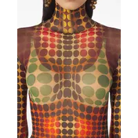 RE-EDITION LONG DRESS HIGH NECK WITH LONG SLEEVES ORANGE/BLUE/BROWN