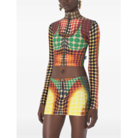 RE-EDITION TOP HIGH NECK WITH LONG SLEEVES ORANGE/BLUE/BROWN