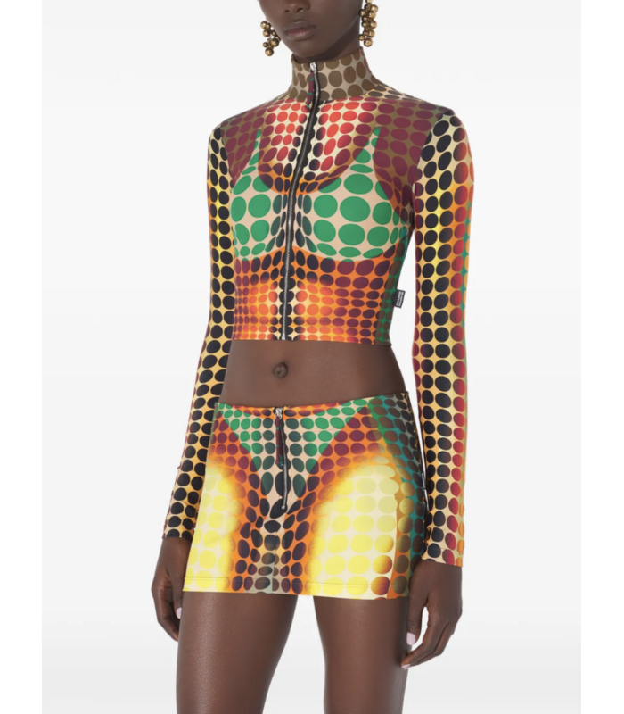 RE-EDITION TOP HIGH NECK WITH LONG SLEEVES ORANGE/BLUE/BROWN