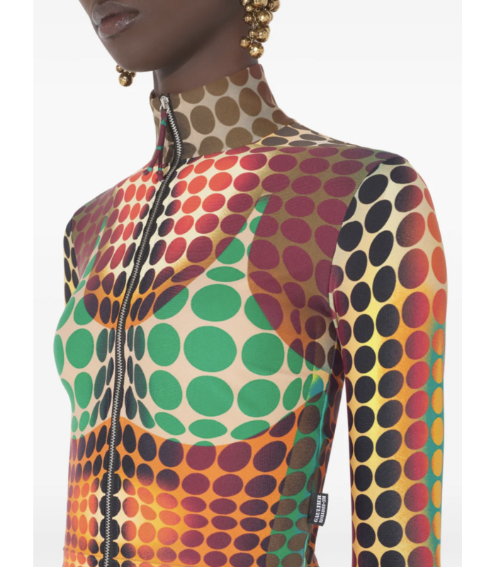 RE-EDITION TOP HIGH NECK WITH LONG SLEEVES ORANGE/BLUE/BROWN