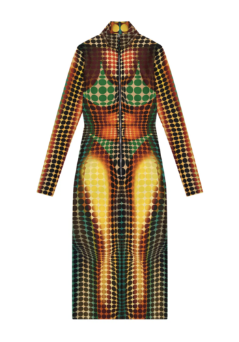 JEAN-PAUL GAULTIER re-edition long dress high neck with ls orange