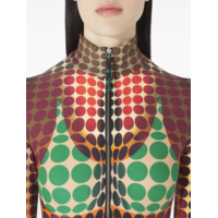 RE-EDITION LONG DRESS HIGH NECK WITH LONG SLEEVES AND CENTER FRONT ZIP CLOSING ORANGE/BLUE/BROWN